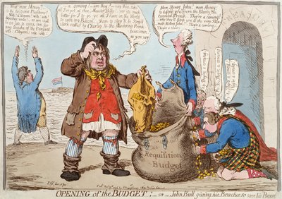 Opening of the Budget or John Bull Giving his Breeches to Save his Bacon by James Gillray